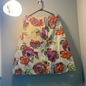 Zara Colorful Floral A-Line Skirt